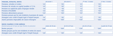 Déclaration pensions de retraite